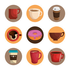 coffee and donuts set icons