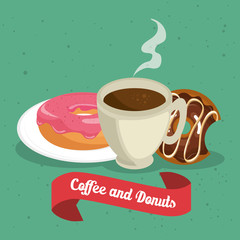 delicious coffee cup and donuts