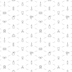 Seamless make up icons pattern on white background