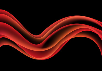 Abstract red orange wave smooth smoke on black design modern background vector illustration.