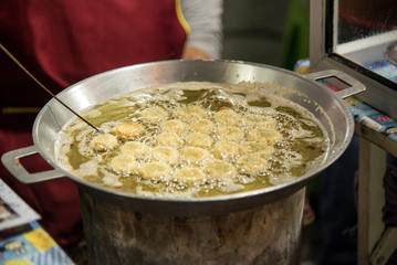 fried fish eggs in a local food in the country, Thailand