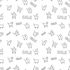 Seamless shopping sale pattern on white background