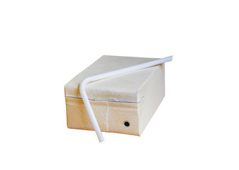 milk carton is crumple isolated on white background