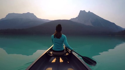 Man travelling on boat in lake