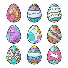 happy easter egg vector set