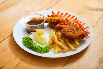 Chicken tempura serving on plate