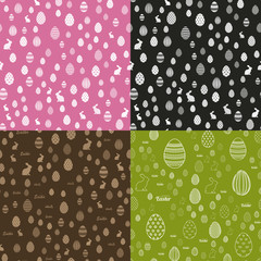 Seamless pattern with eggs and rabbits for Easter. Vector.