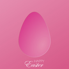 Happy Greeting card with pink egg and hand lettering text. Vector.