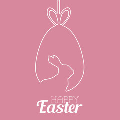 Happy Easter greeting card with hand drawn egg. Vector.