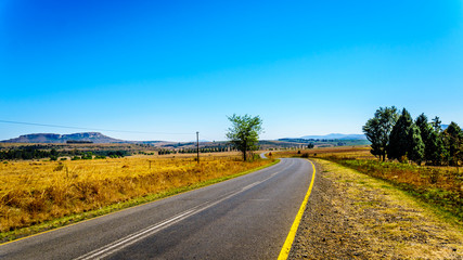 Fototapeta na wymiar Landscape with the fertile farmlands along highway R26, in the Free State province of South Africa
