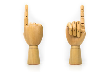 The fingers of wood Placed on a white background