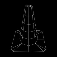 Traffic cone. Road sign wireframe low poly mesh vector illustration. Under construction concept.