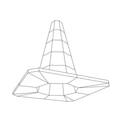 Traffic cone. Road sign wireframe low poly mesh vector illustration. Under construction concept.