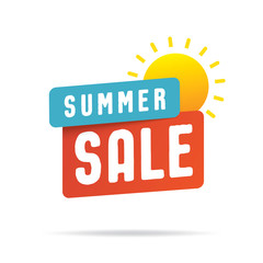 Summer Sale Tag Banner vector heading design style for banner or poster. Sale and Discounts Concept.