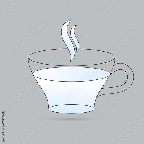 Colored Flat Icon Vector Design With Shadow Transparent Glass Cup Hot Water And Colored Flat Icon Vector Design With Shadow Transparent Glass Cup Hot Water And