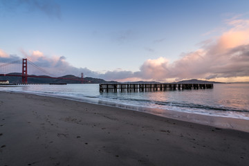 The Golden Gate & Crissy Field Beach at Dawn