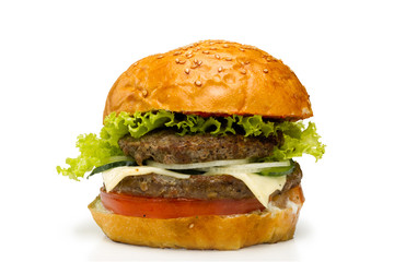 Burger on white background