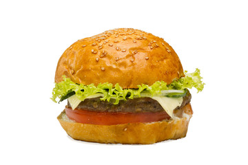 Burger on white background