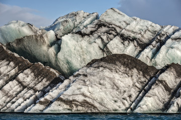 The Striking Lines on a Close Up of an Iceberg at Jokulsarlon Glacial Lagoon in Iceland