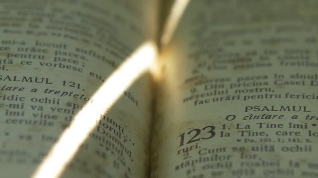 Close up view of Psalms in an old Bible