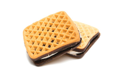 square cookie sandwich with souffle isolated