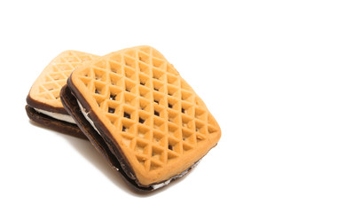 square cookie sandwich with souffle isolated