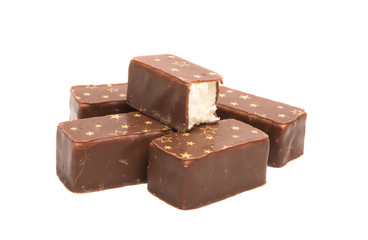 Christmas chocolate candies isolated