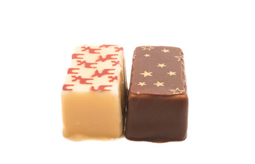 Christmas chocolate candies isolated