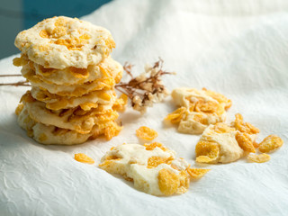 Conflex cookies for morning tea and coffee time on white table