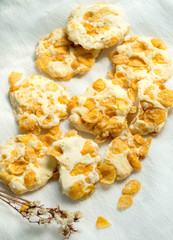 Conflex cookies for morning tea and coffee time on white table