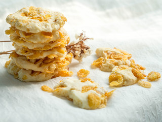 Conflex cookies for morning tea and coffee time on white table