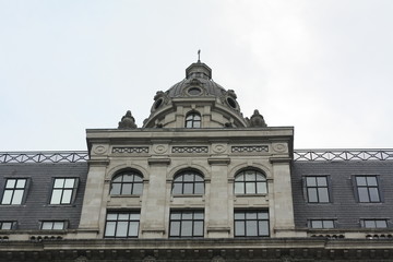 Fototapeta na wymiar symmetrical front facade of Victorian style building in London, England, United Kingdom