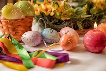 Obraz na płótnie Canvas Easter, painted easter egg, set on a white background