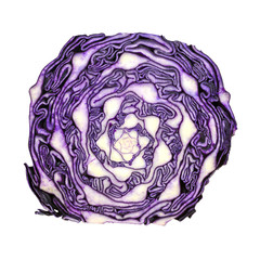Half red cabbage isolated on white background