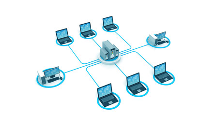 Cloud computing network , 3d illustration, abstract background.