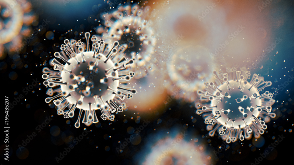 Wall mural 3d rendering abstract background of viruses