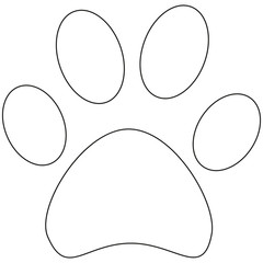 Line art cat paw footprint icon poster. © Olga Sh