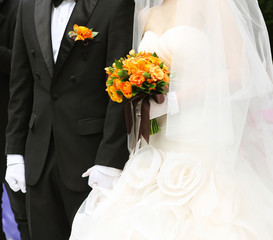 wedding ceremony, a bride and a groom