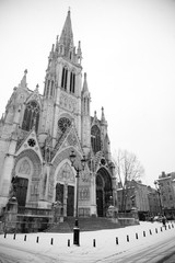 la basilique Saint-Epvre sous la neige à Nancy