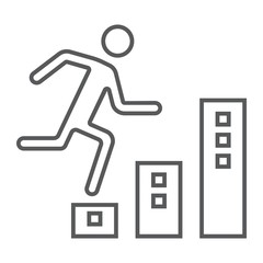Career thin line icon, development and business, man climbs up on graph sign vector graphics, a linear pattern on a white background, eps 10.