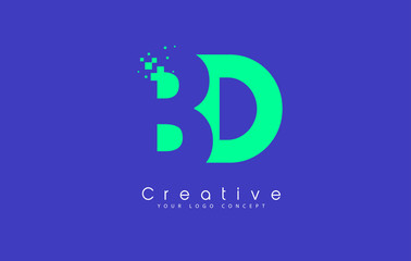 BD Letter Logo Design With Negative Space Concept.