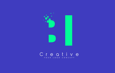BI Letter Logo Design With Negative Space Concept.