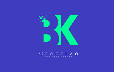 BK Letter Logo Design With Negative Space Concept.