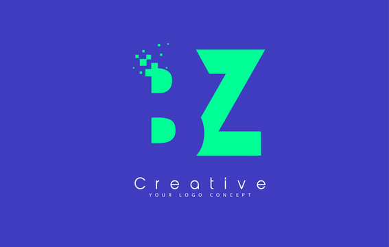 BZ Letter Logo Design With Negative Space Concept.