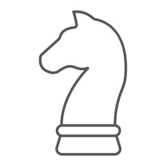 Horse chess thin line icon, development and business, strategy sign vector graphics, a linear pattern on a white background, eps 10.