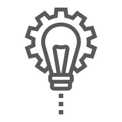 Product Development line icon, development and business, lightbulb in gear sign vector graphics, a linear pattern on a white background, eps 10.