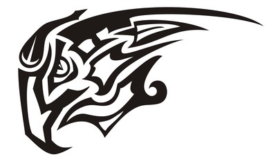 Tribal peaked black and white eagle symbol. Stylization of an expressive laconic eagle symbol in the form of an arrow on a white background