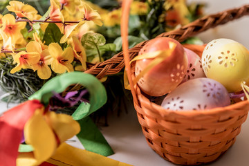 Easter, painted easter egg, set on a white background