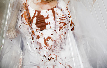 Bloody shirt woman