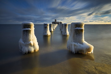 Beautiful winter landscape, and Baltic Sea, Gdynia , Poland